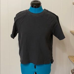 Dark gray short sleeve sweatshirt.